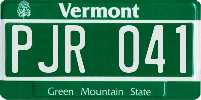 VT license plate PJR041