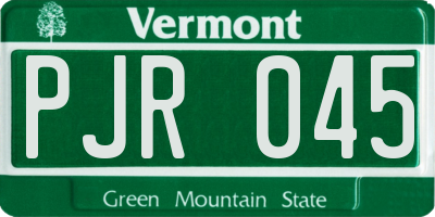VT license plate PJR045