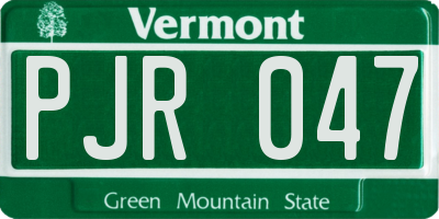 VT license plate PJR047