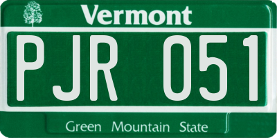 VT license plate PJR051