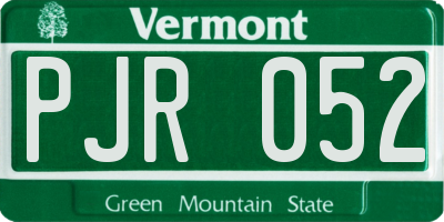 VT license plate PJR052