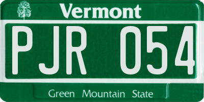 VT license plate PJR054