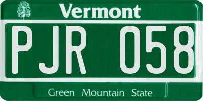 VT license plate PJR058
