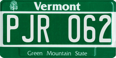 VT license plate PJR062