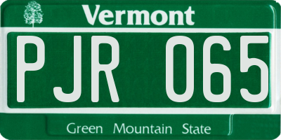 VT license plate PJR065