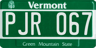 VT license plate PJR067