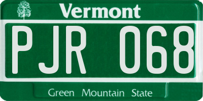 VT license plate PJR068