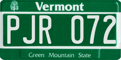 VT license plate PJR072