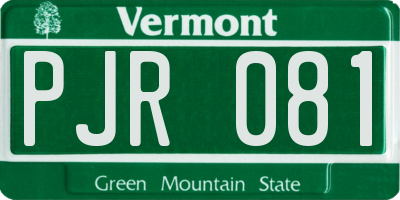 VT license plate PJR081