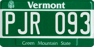 VT license plate PJR093