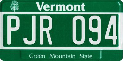 VT license plate PJR094