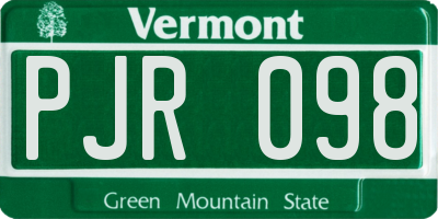 VT license plate PJR098