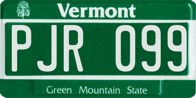 VT license plate PJR099