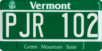 VT license plate PJR102