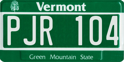 VT license plate PJR104