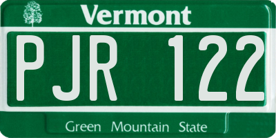 VT license plate PJR122