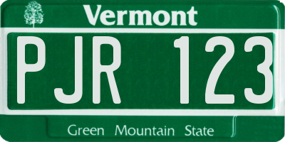 VT license plate PJR123