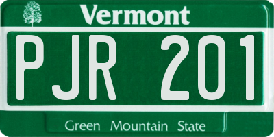 VT license plate PJR201