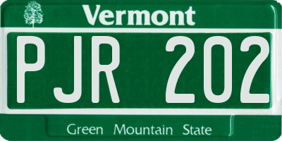 VT license plate PJR202