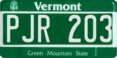 VT license plate PJR203