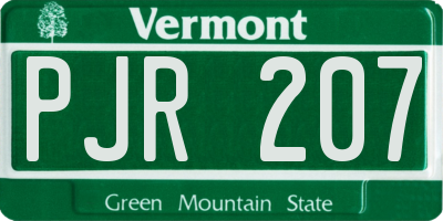 VT license plate PJR207