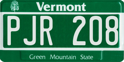 VT license plate PJR208