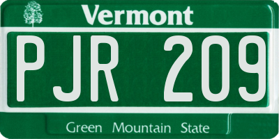 VT license plate PJR209