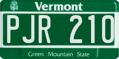 VT license plate PJR210