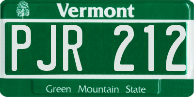 VT license plate PJR212