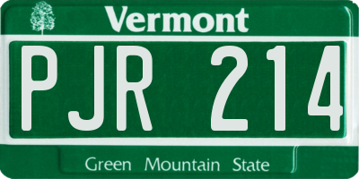 VT license plate PJR214