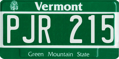 VT license plate PJR215