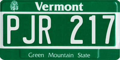 VT license plate PJR217