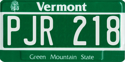 VT license plate PJR218