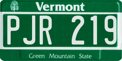 VT license plate PJR219