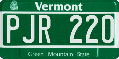 VT license plate PJR220