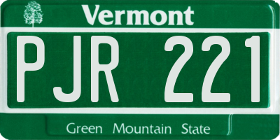 VT license plate PJR221