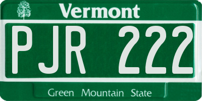 VT license plate PJR222