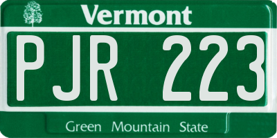 VT license plate PJR223