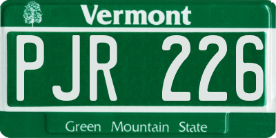 VT license plate PJR226