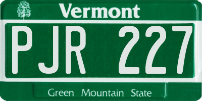 VT license plate PJR227