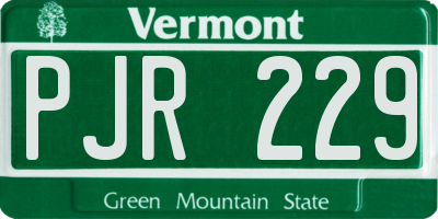 VT license plate PJR229