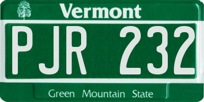 VT license plate PJR232
