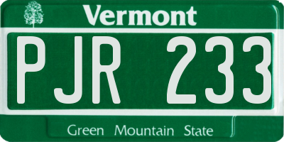VT license plate PJR233