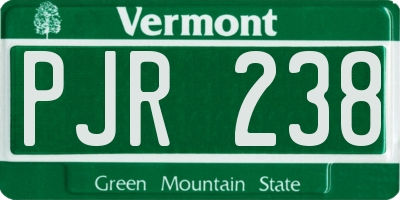 VT license plate PJR238