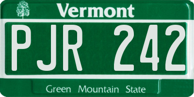 VT license plate PJR242