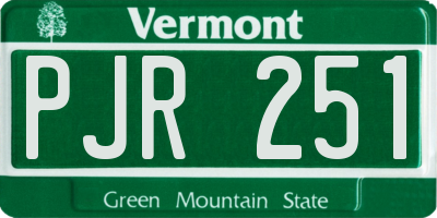 VT license plate PJR251