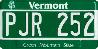 VT license plate PJR252