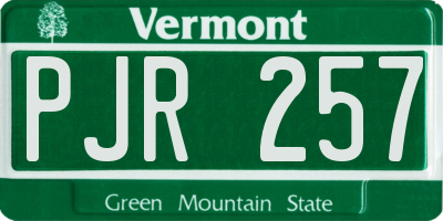 VT license plate PJR257