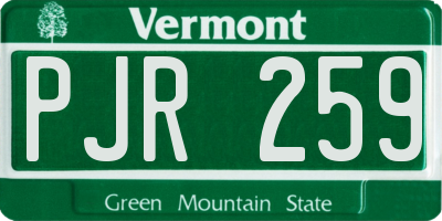VT license plate PJR259