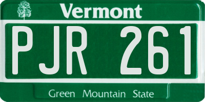VT license plate PJR261